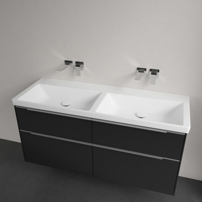 Villeroy & Boch Subway 3.0 Badmöbel-Set 130 cm mit Beleuchtung, 4 Auszüge, Doppelwaschtisch