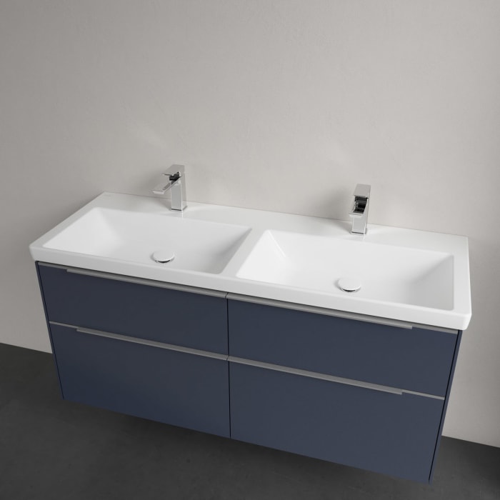 Villeroy & Boch Subway 3.0 Badmöbel-Set 130 cm mit Beleuchtung, 4 Auszüge, Doppelwaschtisch