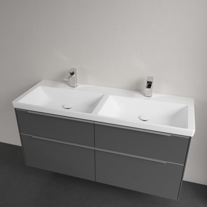 Villeroy & Boch Subway 3.0 Badmöbel-Set 130 cm mit Beleuchtung, 4 Auszüge, Doppelwaschtisch