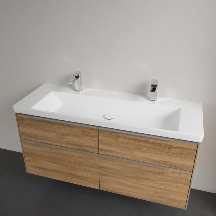 Villeroy & Boch Subway 3.0 Badmöbel-Set 130 cm, 4 Auszüge, WT für 2 Armaturen