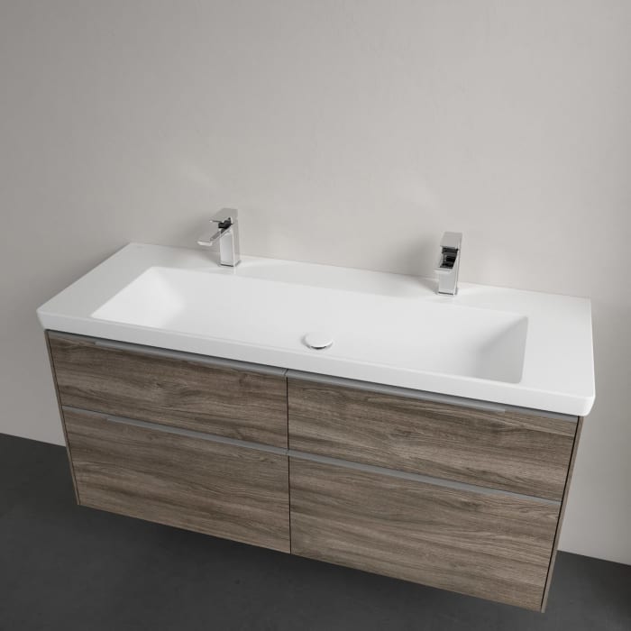 Villeroy & Boch Subway 3.0 Badmöbel-Set 130 cm, 4 Auszüge, WT für 2 Armaturen