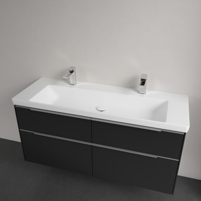 Villeroy & Boch Subway 3.0 Badmöbel-Set 130 cm, 4 Auszüge, WT für 2 Armaturen