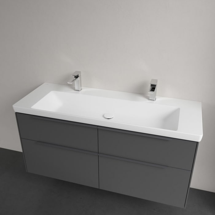 Villeroy & Boch Subway 3.0 Badmöbel-Set 130 cm, Griff in Möbelfarbe, 4 Auszüge, WT für 2 Armaturen