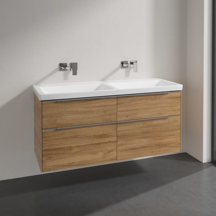 Villeroy & Boch Subway 3.0 Badmöbel-Set 130 cm, 4 Auszüge, Doppelwaschtisch