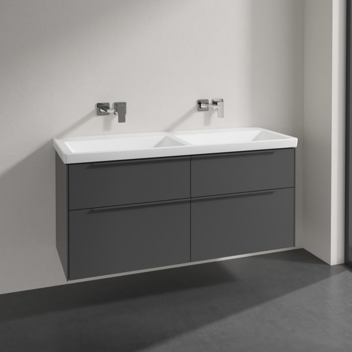 Villeroy & Boch Subway 3.0 Badmöbel-Set 130 cm, Griff in Möbelfarbe, 4 Auszüge, Doppelwaschtisch