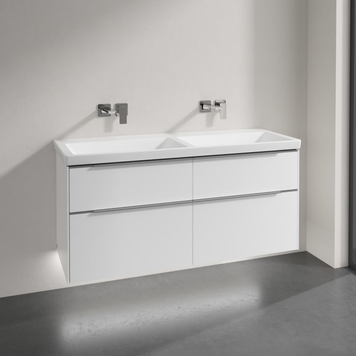 Villeroy & Boch Subway 3.0 Badmöbel-Set 130 cm mit Beleuchtung, 4 Auszüge, Doppelwaschtisch
