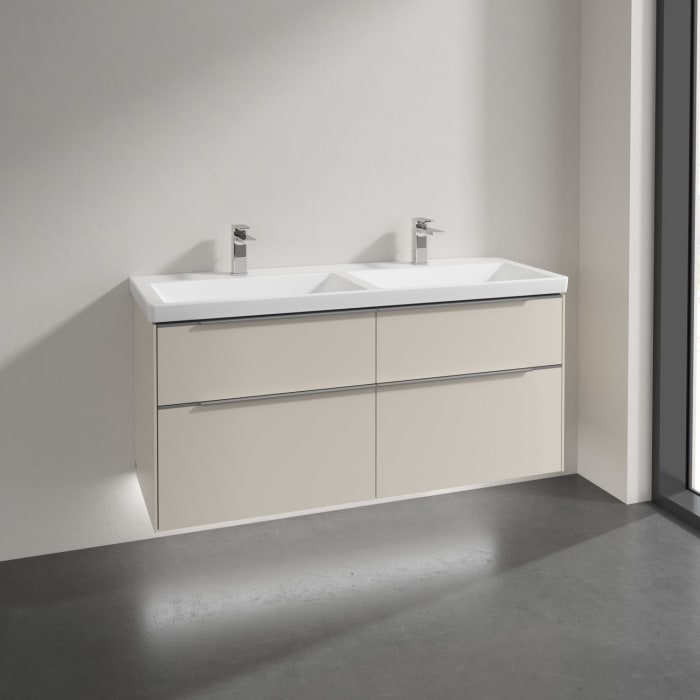 Villeroy & Boch Subway 3.0 Badmöbel-Set 130 cm mit Beleuchtung, 4 Auszüge, Doppelwaschtisch