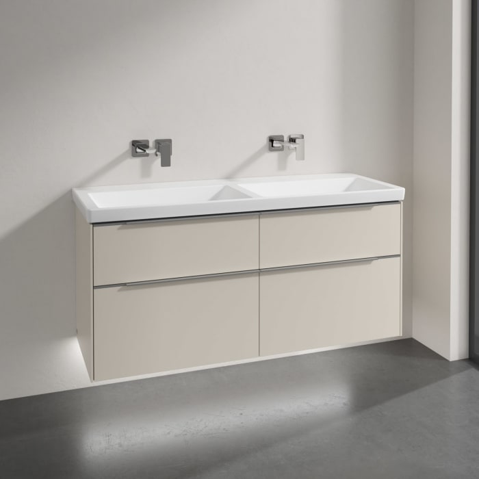 Villeroy & Boch Subway 3.0 Badmöbel-Set 130 cm mit Beleuchtung, 4 Auszüge, Doppelwaschtisch