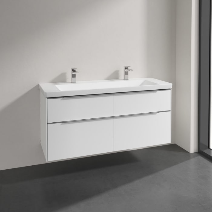 Villeroy & Boch Subway 3.0 Badmöbel-Set 130 cm, 4 Auszüge, WT für 2 Armaturen