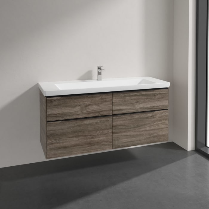 Villeroy & Boch Subway 3.0 Badmöbel-Set 130 cm, Griff volcano black, 4 Auszüge