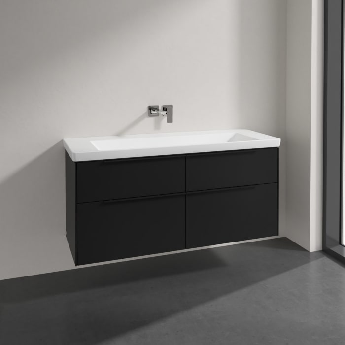 Villeroy & Boch Subway 3.0 Badmöbel-Set 130 cm, Griff volcano black, 4 Auszüge