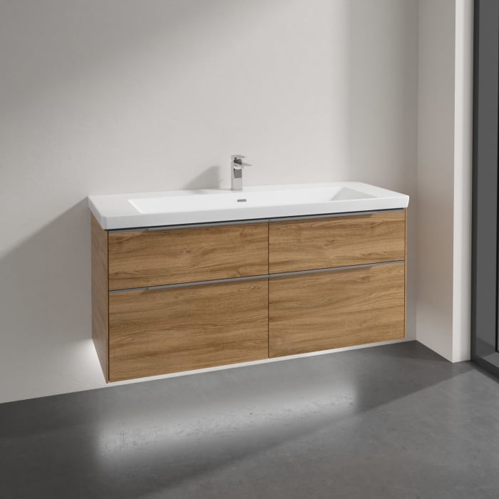 Villeroy & Boch Subway 3.0 Badmöbel-Set 130 cm mit Beleuchtung, 4 Auszüge