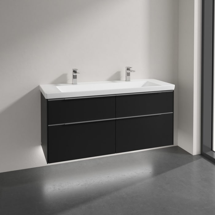 Villeroy & Boch Subway 3.0 Badmöbel-Set 130 cm mit Beleuchtung, 4 Auszüge, WT für 2 Armaturen