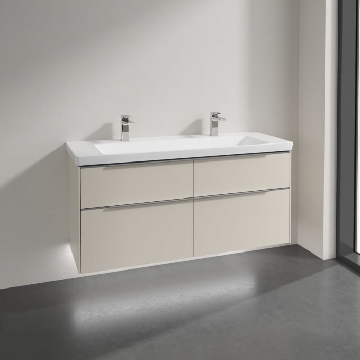 Villeroy & Boch Subway 3.0 Badmöbel-Set 130 cm mit Beleuchtung, 4 Auszüge, WT für 2 Armaturen
