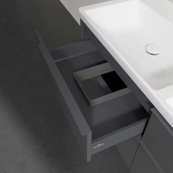 Villeroy & Boch Subway 3.0 Badmöbel-Set 130 cm, Griff in Möbelfarbe, 4 Auszüge, Doppelwaschtisch