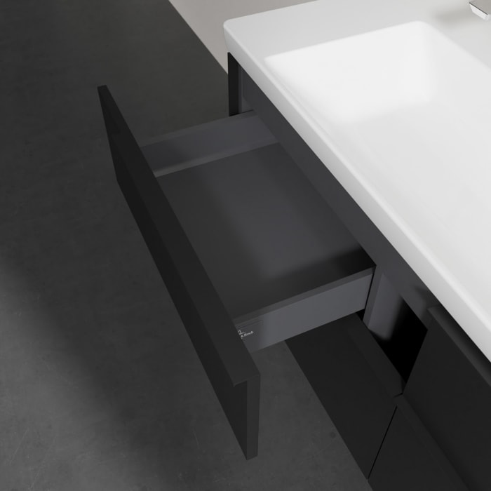 Villeroy & Boch Subway 3.0 Badmöbel-Set 130 cm, Griff volcano black, 4 Auszüge, WT für 2 Armaturen