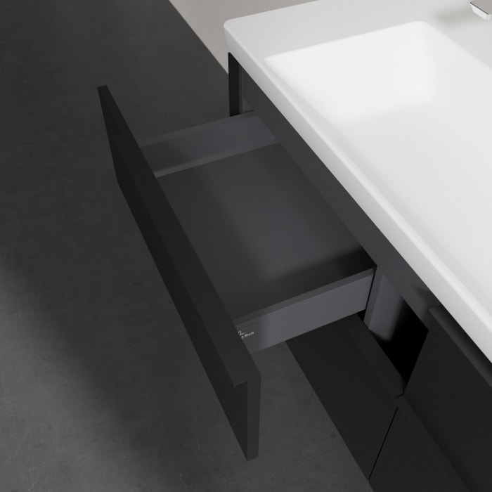 Villeroy & Boch Subway 3.0 Badmöbel-Set 130 cm, Griff volcano black, 4 Auszüge, WT für 2 Armaturen