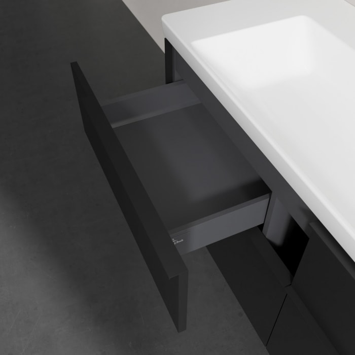 Villeroy & Boch Subway 3.0 Badmöbel-Set 130 cm, Griff volcano black, 4 Auszüge