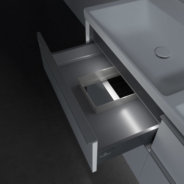 Villeroy & Boch Subway 3.0 Badmöbel-Set 130 cm mit Beleuchtung, 4 Auszüge, Doppelwaschtisch