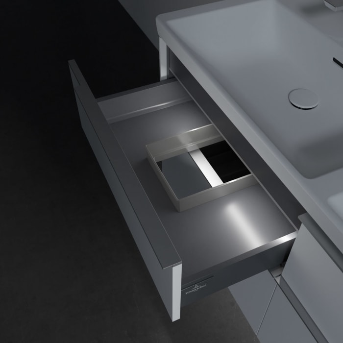 Villeroy & Boch Subway 3.0 Badmöbel-Set 130 cm mit Beleuchtung, 4 Auszüge, Doppelwaschtisch