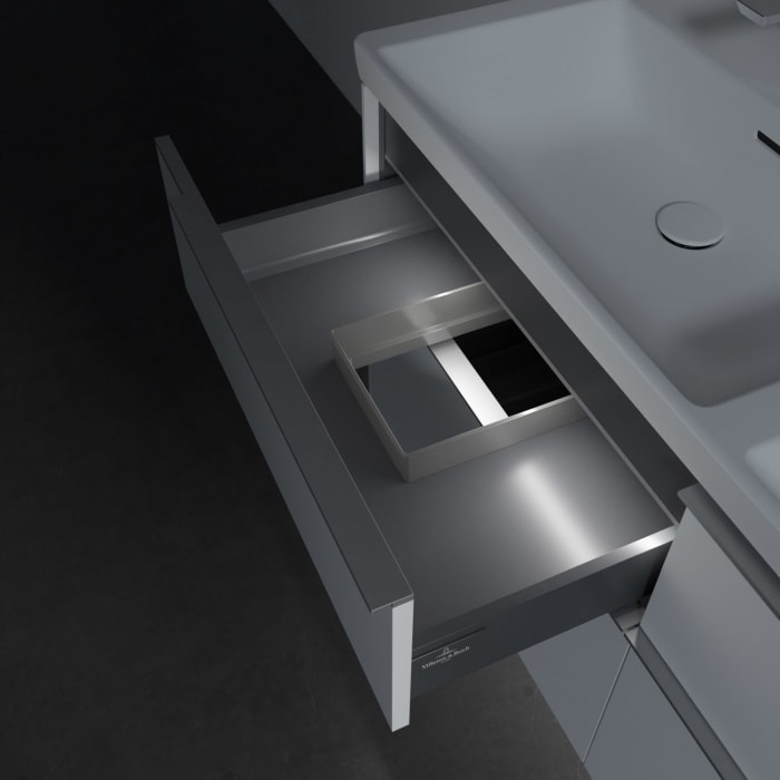 Villeroy & Boch Subway 3.0 Badmöbel-Set 130 cm mit Beleuchtung, 4 Auszüge, Doppelwaschtisch