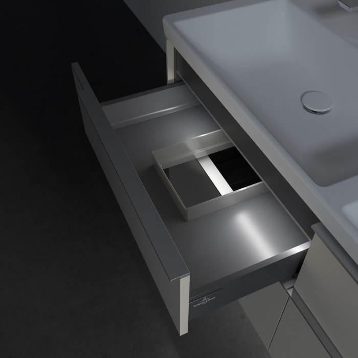 Villeroy & Boch Subway 3.0 Badmöbel-Set 130 cm mit Beleuchtung, 4 Auszüge, Doppelwaschtisch