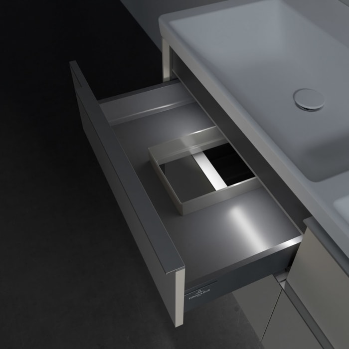 Villeroy & Boch Subway 3.0 Badmöbel-Set 130 cm mit Beleuchtung, 4 Auszüge, Doppelwaschtisch