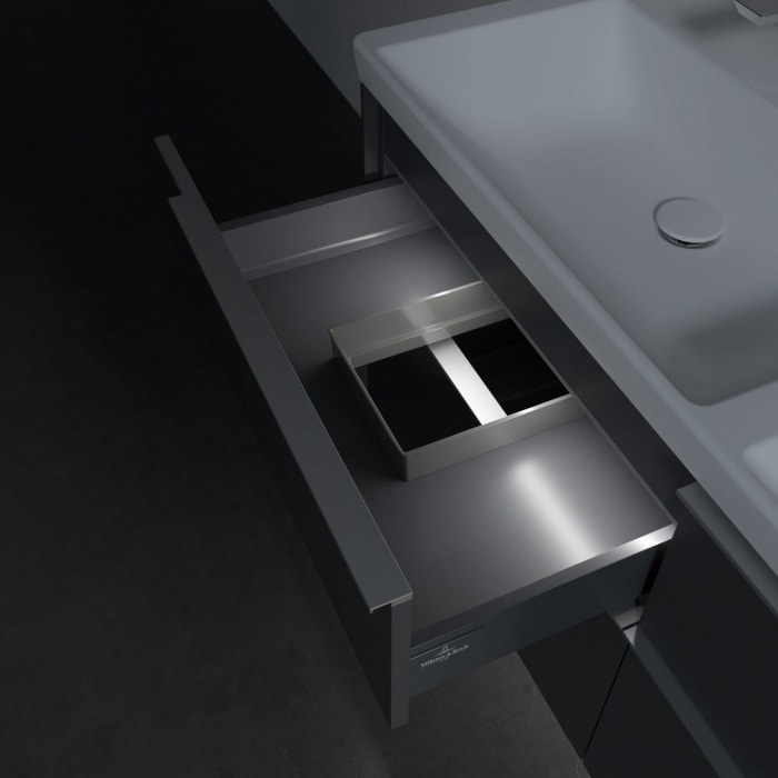 Villeroy & Boch Subway 3.0 Badmöbel-Set 130 cm mit Beleuchtung, 4 Auszüge, Doppelwaschtisch