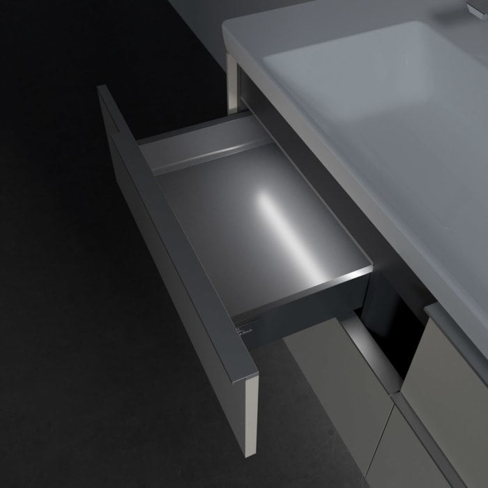 Villeroy & Boch Subway 3.0 Badmöbel-Set 130 cm mit Beleuchtung, 4 Auszüge, WT für 2 Armaturen