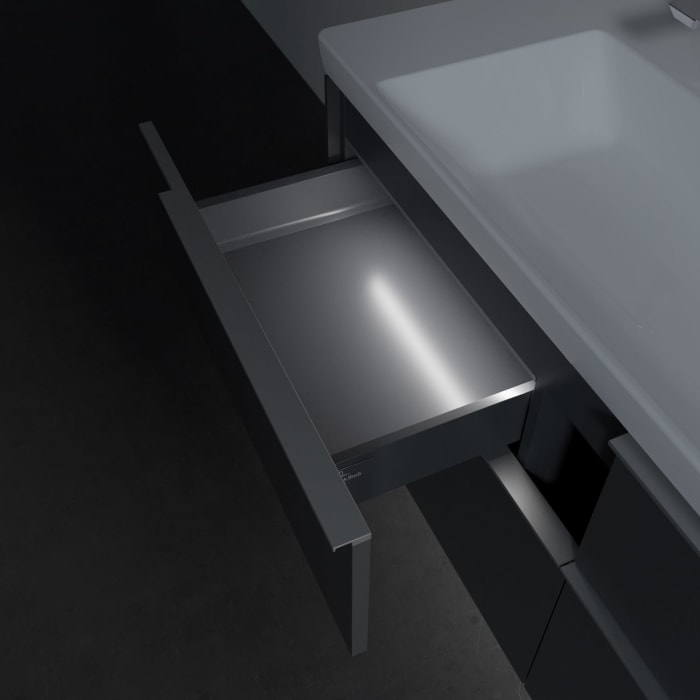 Villeroy & Boch Subway 3.0 Badmöbel-Set 130 cm mit Beleuchtung, 4 Auszüge, WT für 2 Armaturen