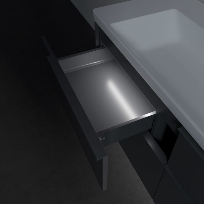 Villeroy & Boch Subway 3.0 Badmöbel-Set 130 cm mit Beleuchtung, Griff in Möbelfarbe, 4 Auszüge