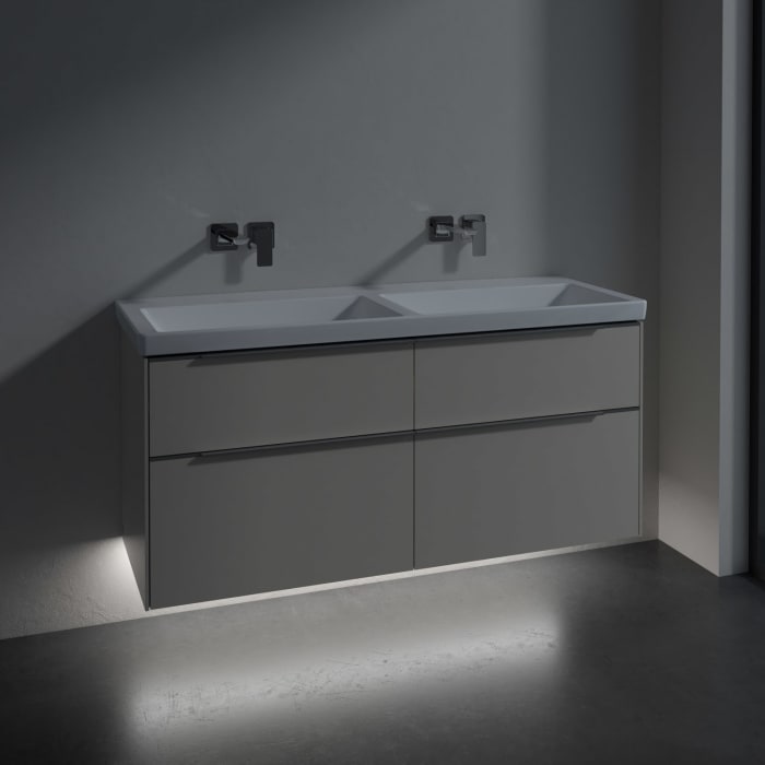 Villeroy & Boch Subway 3.0 Badmöbel-Set 130 cm mit Beleuchtung, 4 Auszüge, Doppelwaschtisch