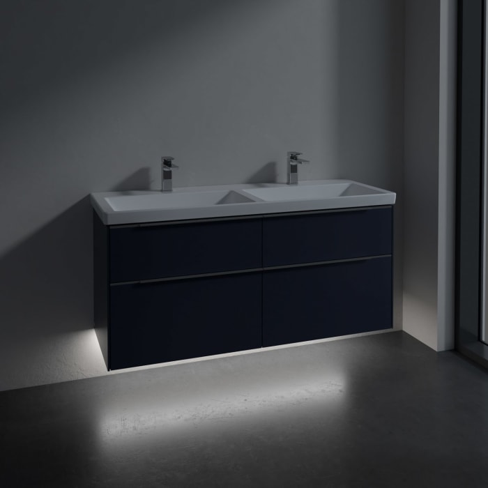 Villeroy & Boch Subway 3.0 Badmöbel-Set 130 cm mit Beleuchtung, 4 Auszüge, Doppelwaschtisch