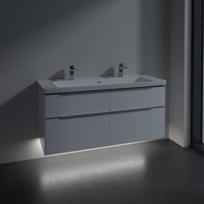 Villeroy & Boch Subway 3.0 Badmöbel-Set 130 cm mit Beleuchtung, 4 Auszüge, WT für 2 Armaturen
