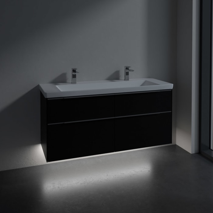 Villeroy & Boch Subway 3.0 Badmöbel-Set 130 cm mit Beleuchtung, 4 Auszüge, WT für 2 Armaturen