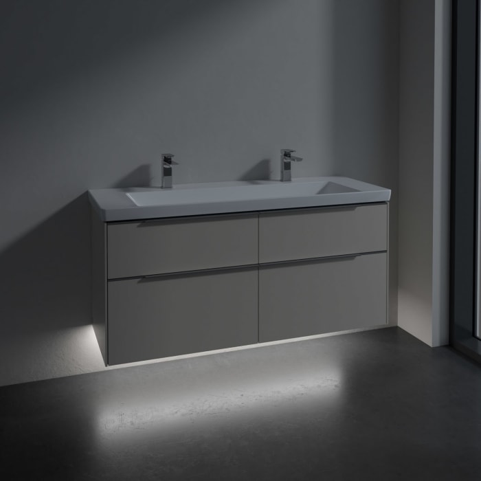 Villeroy & Boch Subway 3.0 Badmöbel-Set 130 cm mit Beleuchtung, 4 Auszüge, WT für 2 Armaturen