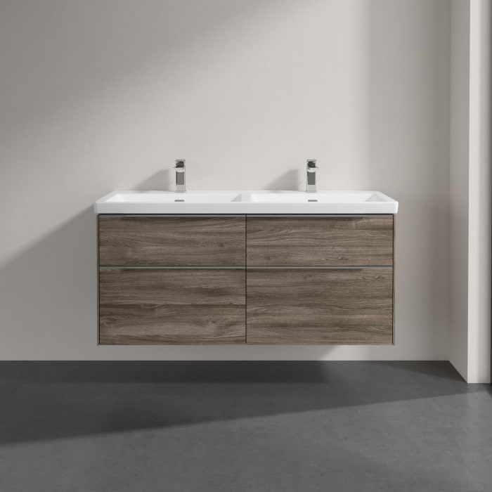 Villeroy & Boch Subway 3.0 Badmöbel-Set 130 cm, 4 Auszüge, Doppelwaschtisch