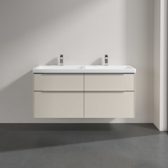 Villeroy & Boch Subway 3.0 Badmöbel-Set 130 cm mit Beleuchtung, 4 Auszüge, Doppelwaschtisch