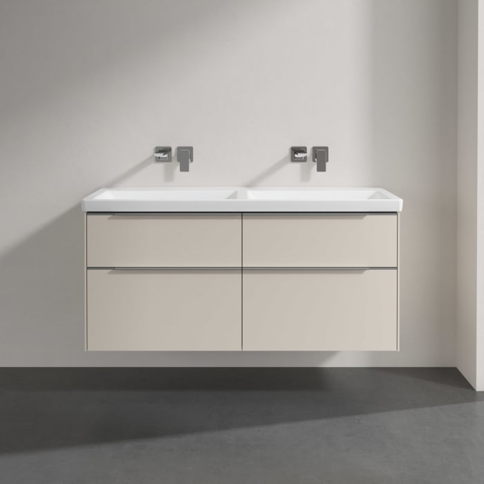 Villeroy & Boch Subway 3.0 Badmöbel-Set 130 cm mit Beleuchtung, 4 Auszüge, Doppelwaschtisch