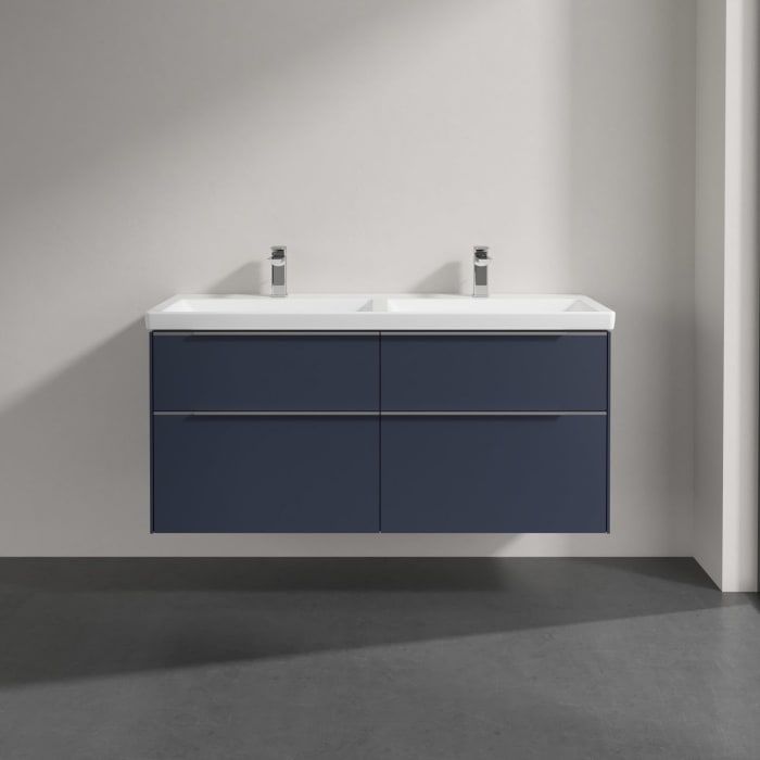 Villeroy & Boch Subway 3.0 Badmöbel-Set 130 cm mit Beleuchtung, 4 Auszüge, Doppelwaschtisch