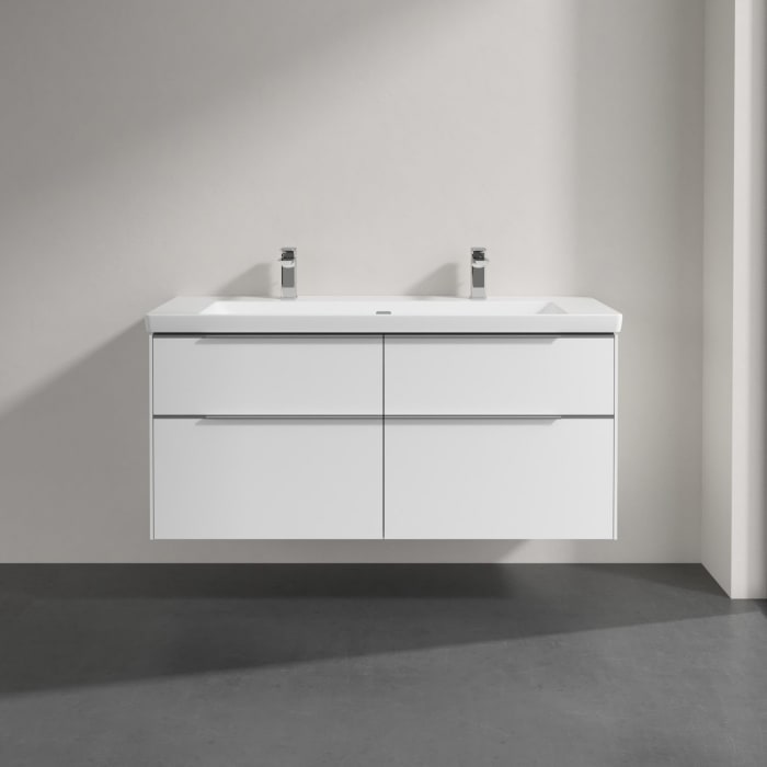 Villeroy & Boch Subway 3.0 Badmöbel-Set 130 cm, 4 Auszüge, WT für 2 Armaturen