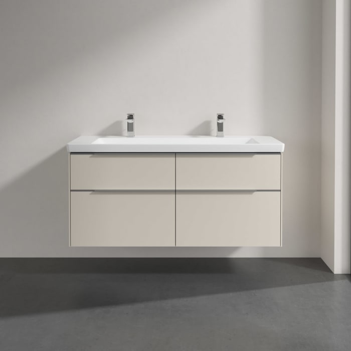 Villeroy & Boch Subway 3.0 Badmöbel-Set 130 cm, 4 Auszüge, WT für 2 Armaturen