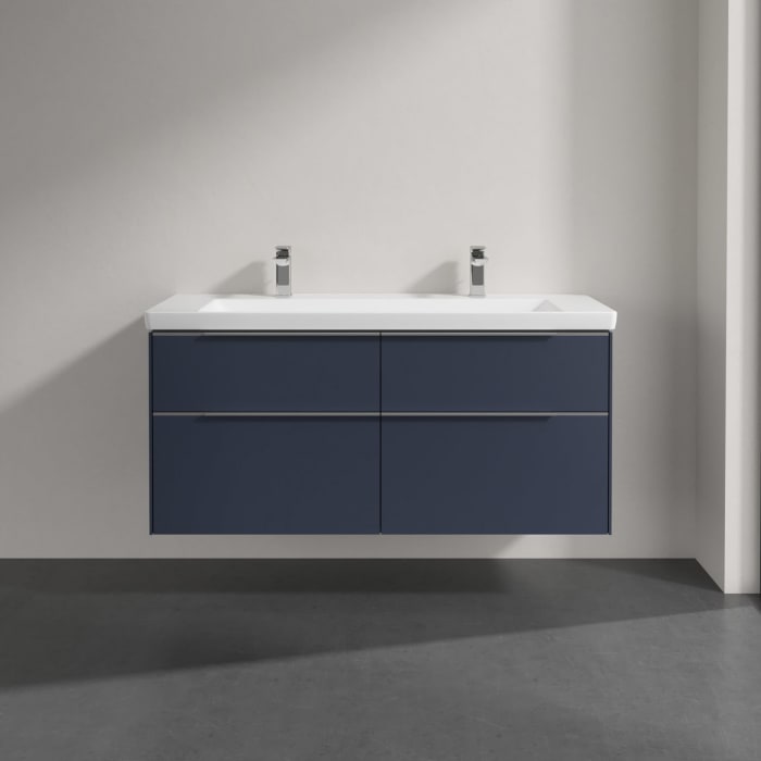 Villeroy & Boch Subway 3.0 Badmöbel-Set 130 cm, 4 Auszüge, WT für 2 Armaturen