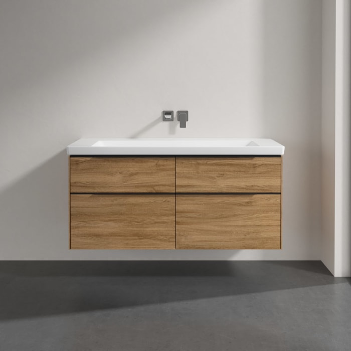 Villeroy & Boch Subway 3.0 Badmöbel-Set 130 cm, Griff volcano black, 4 Auszüge