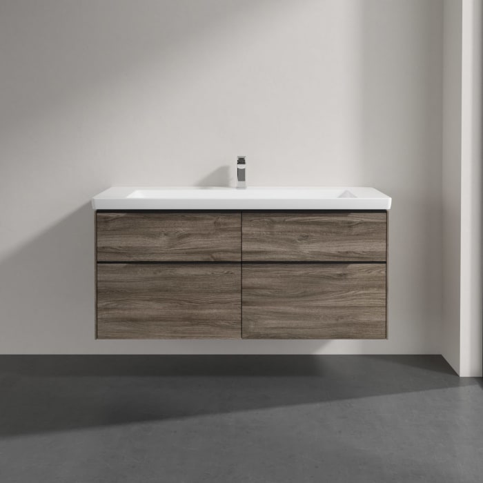 Villeroy & Boch Subway 3.0 Badmöbel-Set 130 cm, Griff volcano black, 4 Auszüge