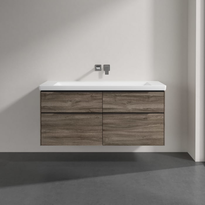 Villeroy & Boch Subway 3.0 Badmöbel-Set 130 cm, Griff volcano black, 4 Auszüge