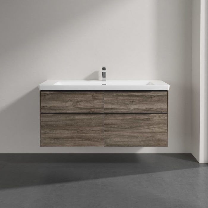 Villeroy & Boch Subway 3.0 Badmöbel-Set 130 cm, Griff volcano black, 4 Auszüge