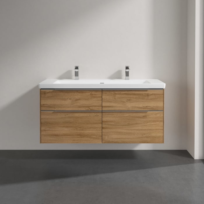 Villeroy & Boch Subway 3.0 Badmöbel-Set 130 cm mit Beleuchtung, 4 Auszüge, WT für 2 Armaturen