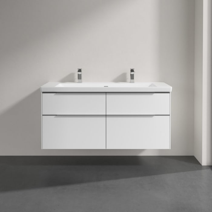 Villeroy & Boch Subway 3.0 Badmöbel-Set 130 cm mit Beleuchtung, 4 Auszüge, WT für 2 Armaturen