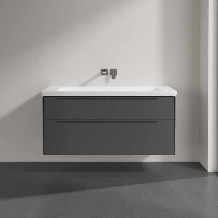 Villeroy & Boch Subway 3.0 Badmöbel-Set 130 cm mit Beleuchtung, Griff in Möbelfarbe, 4 Auszüge